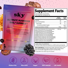 Détail des gummies SkyNutrition, couleur framboise