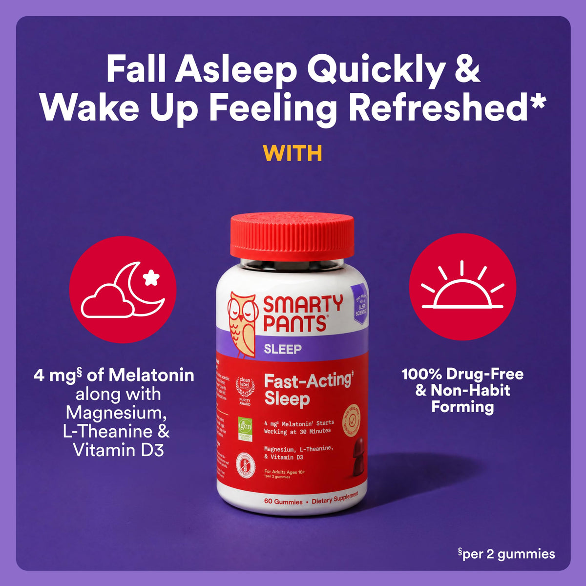 Détail des Gummies Sommeil SmartyPants à la mélatonine