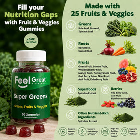 Détail des gummies Super Greens montrant leur texture douce et fruitée