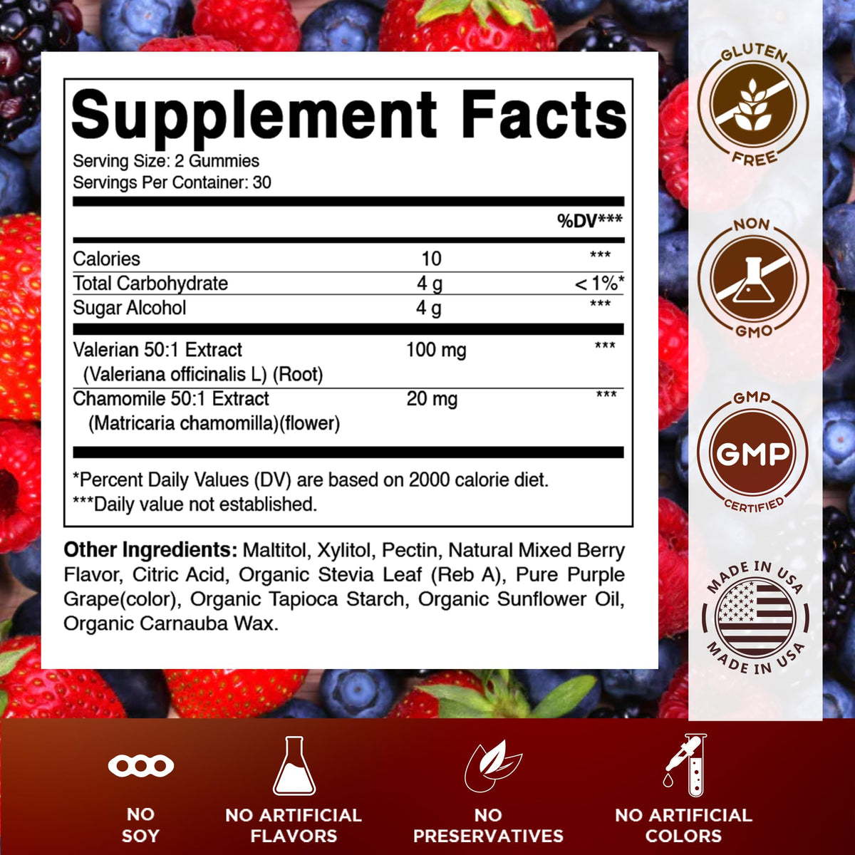 Détail des gummies Vitamatic avec un goût de fruits rouges