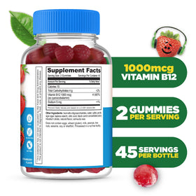 Détail des gummies Vitamin B12 avec goût de fraise