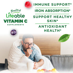 Détail des gummies vitamine C Lifeable à l'intérieur du flacon