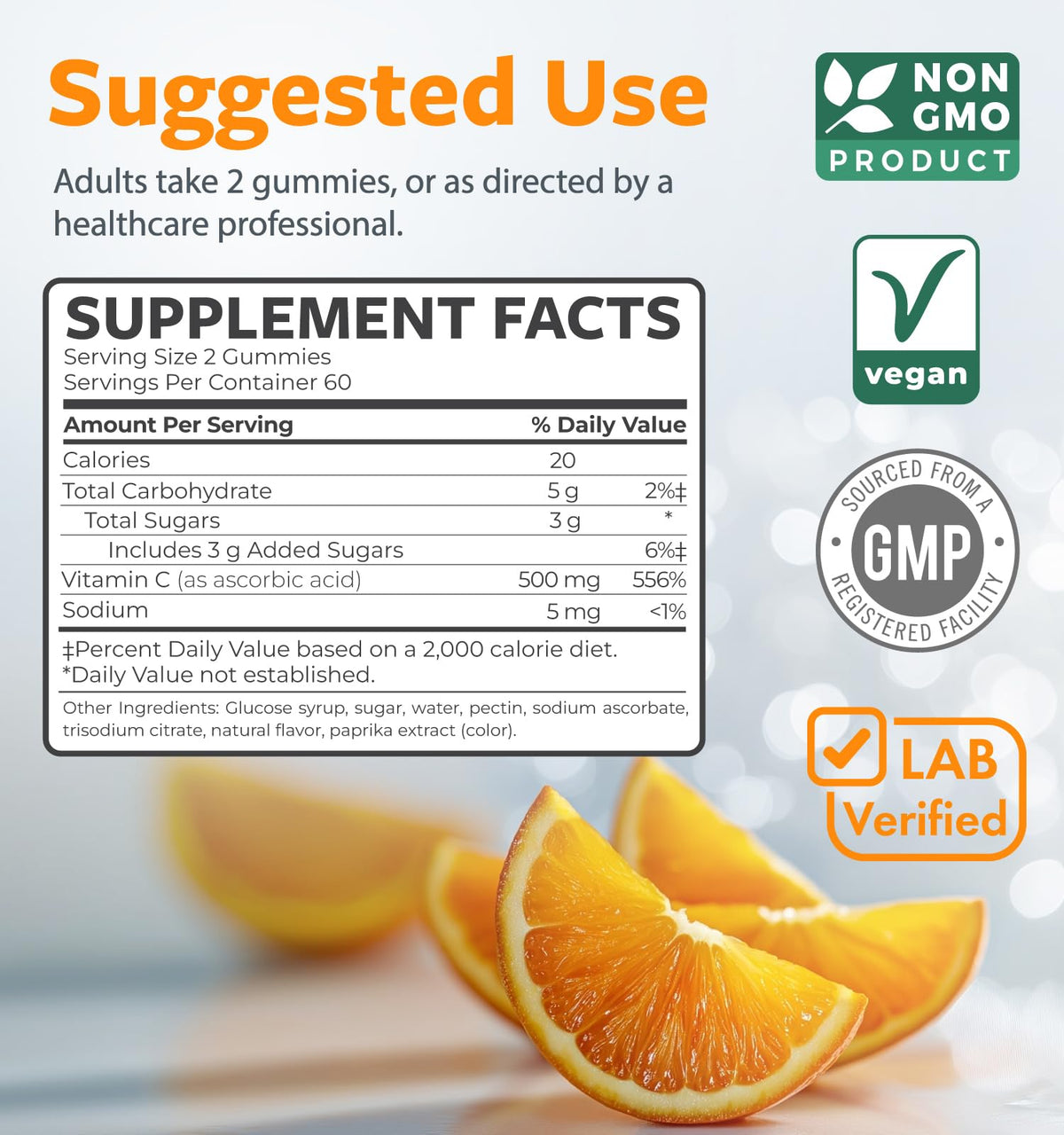 Détail des gummies vitamine C vegan Healths Harmony