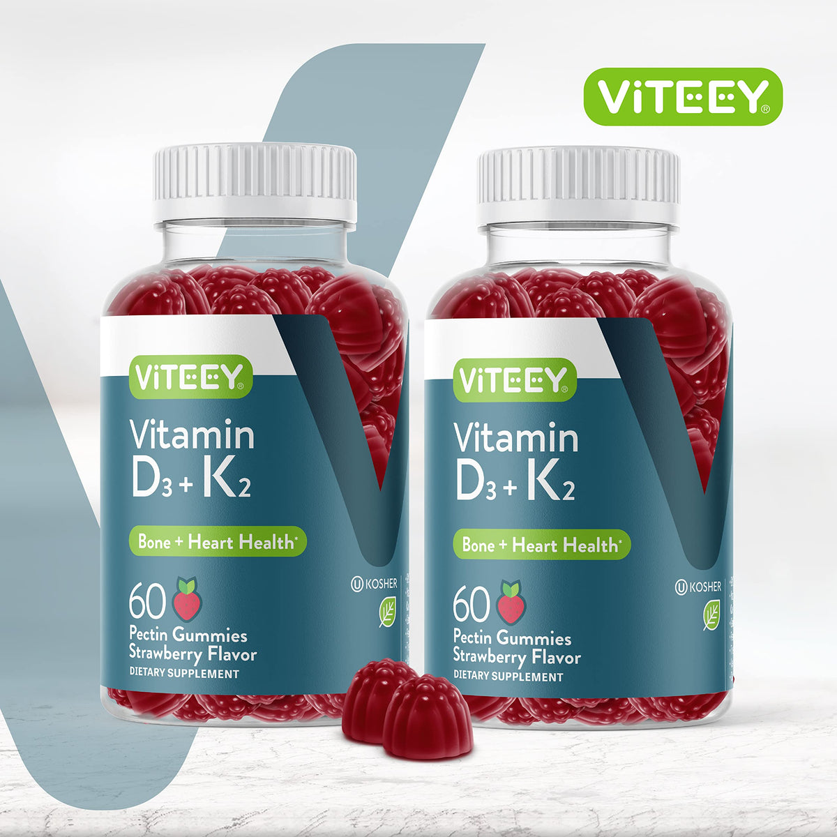 Détail des gummies Viteey en forme de fraise