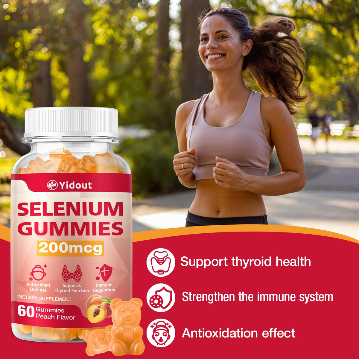 Détail des gummies Yidout au sélénium 200mcg