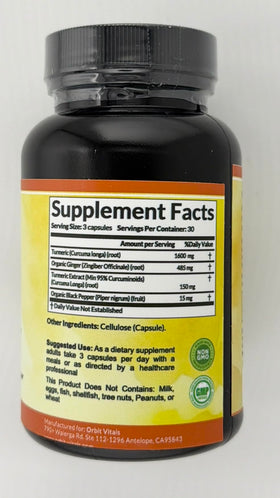 Détail des ingrédients d'Orbit Vitals Curcuma 2250mg