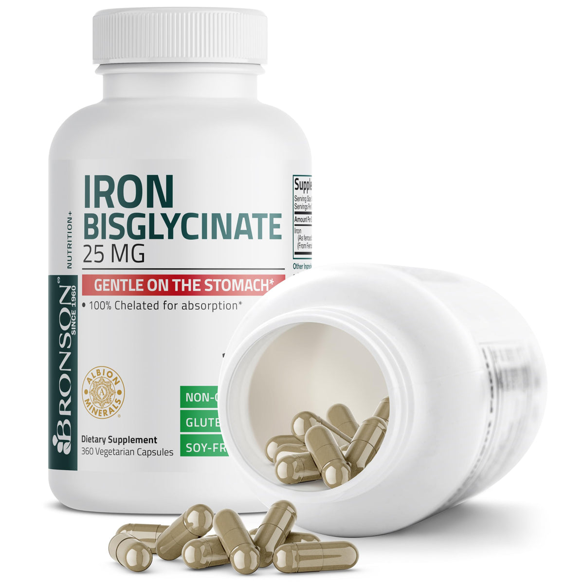Détail des ingrédients de Bronson Fer Bisglycinate 25 mg
