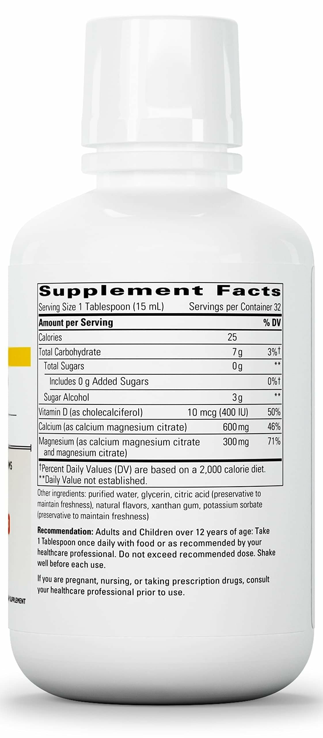 Détail des ingrédients de Calcium Magnésium Liquide 2:1, saveur Orange Vanille