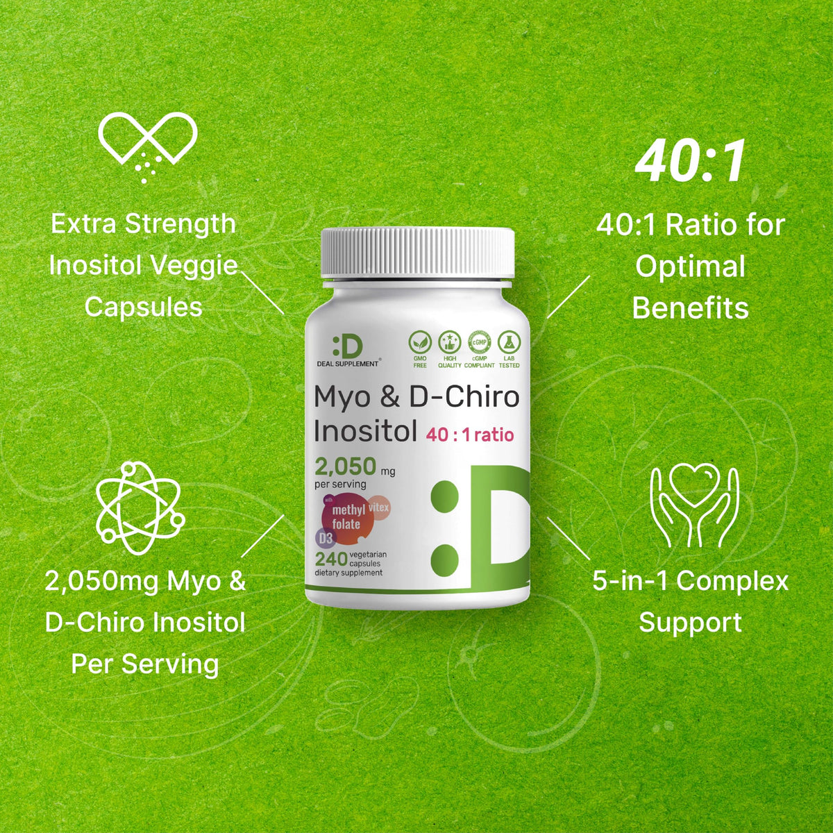 Détail des ingrédients de Myo-Inositol & D-Chiro Inositol
