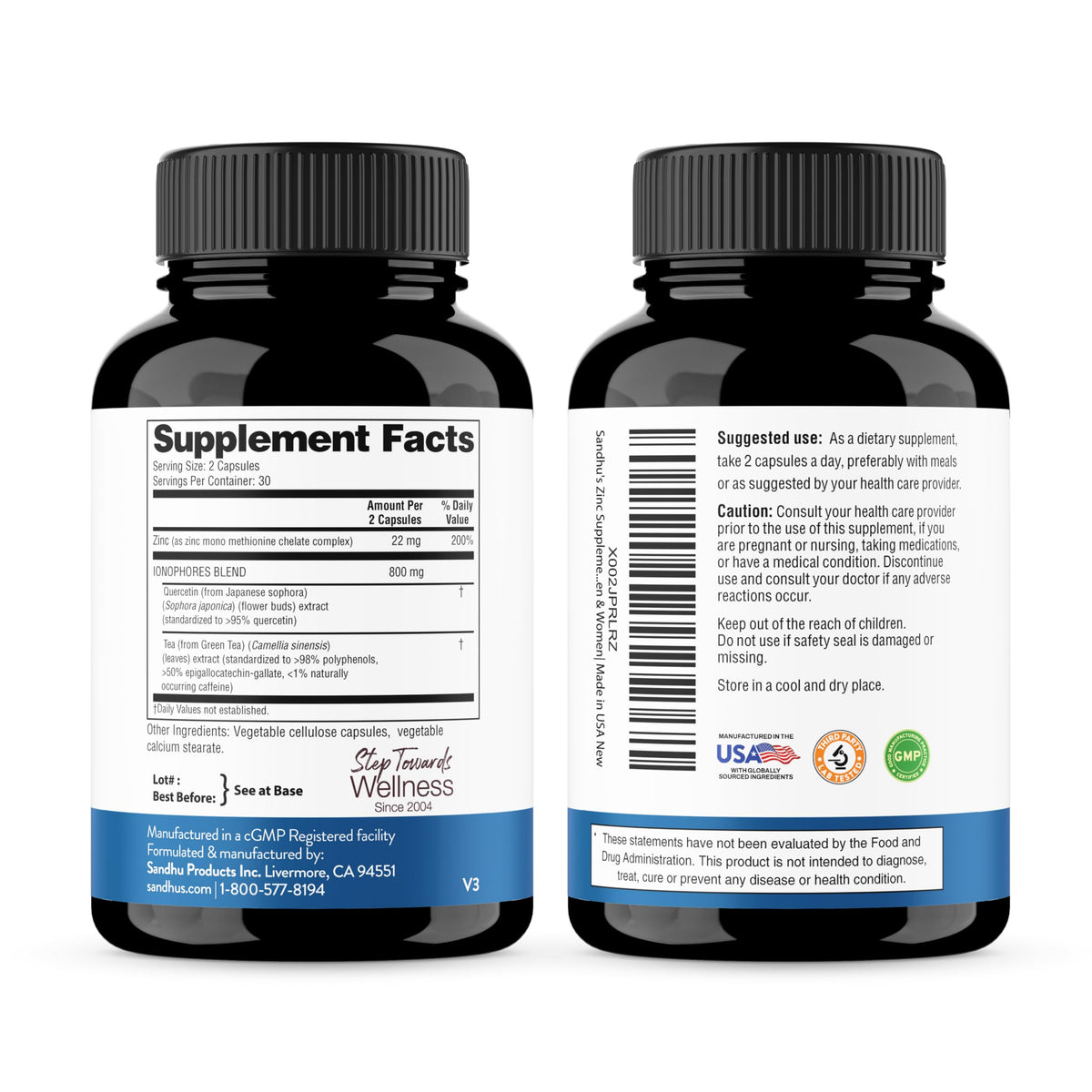 Détail des ingrédients de Sandhu's Zinc 800mg