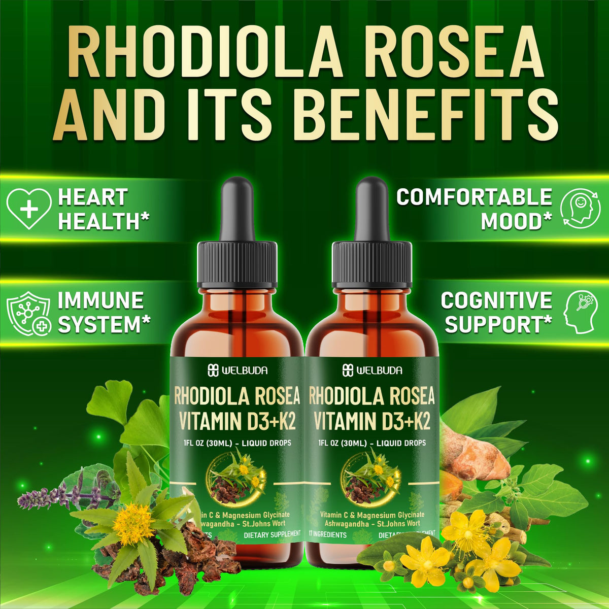 Détail des ingrédients de WELBUDA Rhodiola Rosea 17 en 1