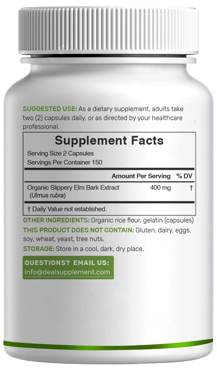Détail des ingrédients des capsules d'orme glissant DEAL SUPPLEMENT