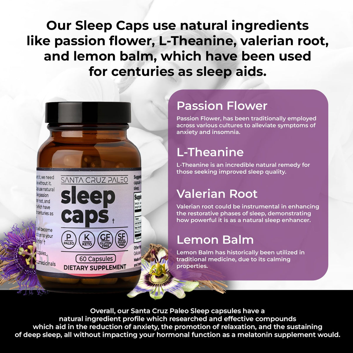 Détail des ingrédients des Capsules de Sommeil Santa Cruz Paleo