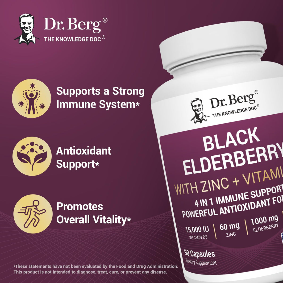 Détail des ingrédients des Capsules de Sureau Noir Dr. Berg Nutritionals