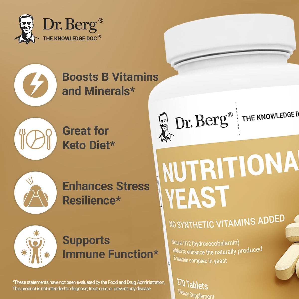 Détail des ingrédients des comprimés de levure Dr. Berg Nutritionals