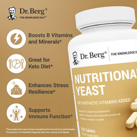 Détail des ingrédients des comprimés de levure Dr. Berg Nutritionals
