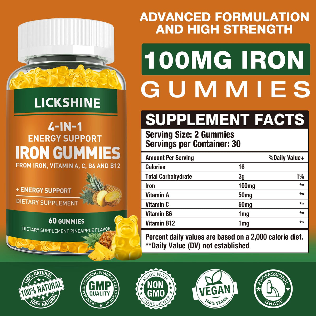 Détail des ingrédients des gummies lickshine