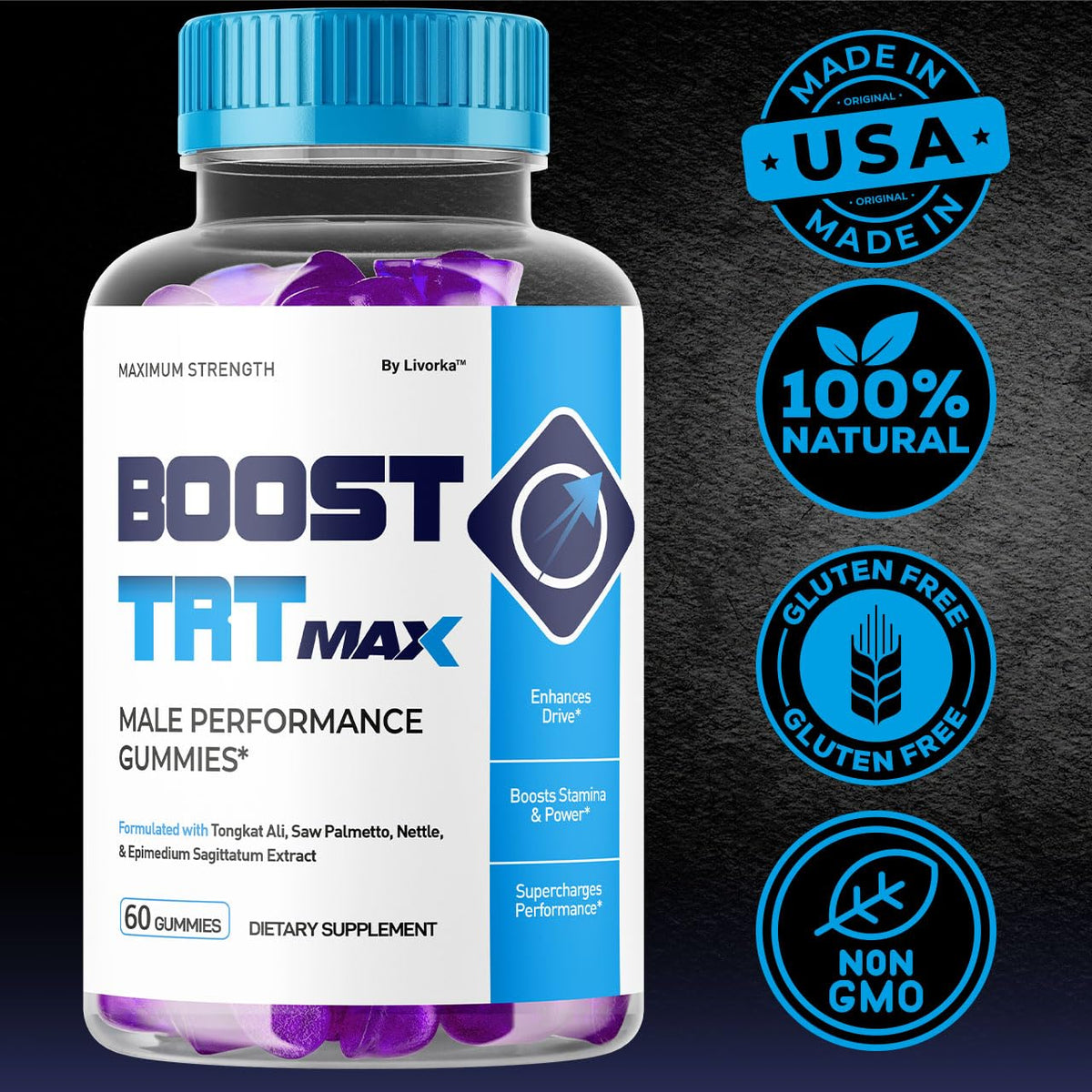 Détail des ingrédients des Gummies TRT Max LIVORKA
