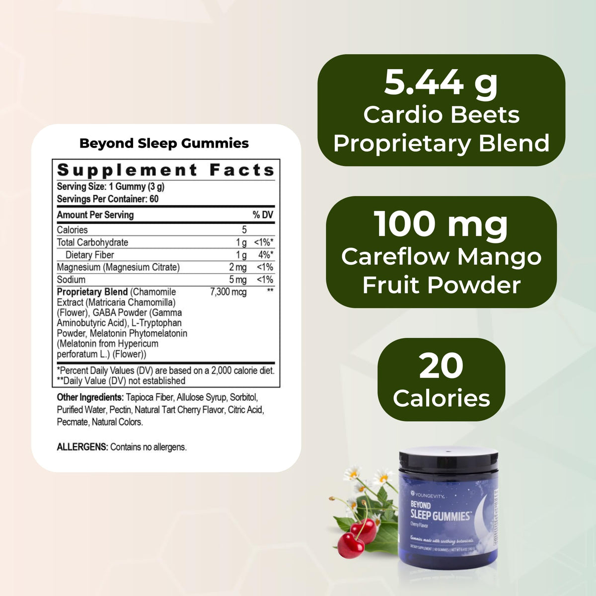 Détail des ingrédients des Gummies Youngevity