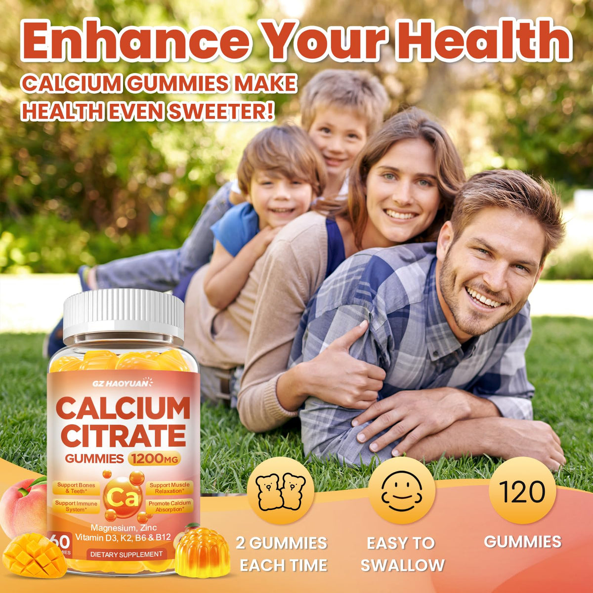 Détail des ingrédients des Gummy de Citrate de Calcium 1200mg