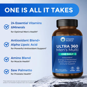 Détail des ingrédients des multivitamines Ultra 360 pour Hommes