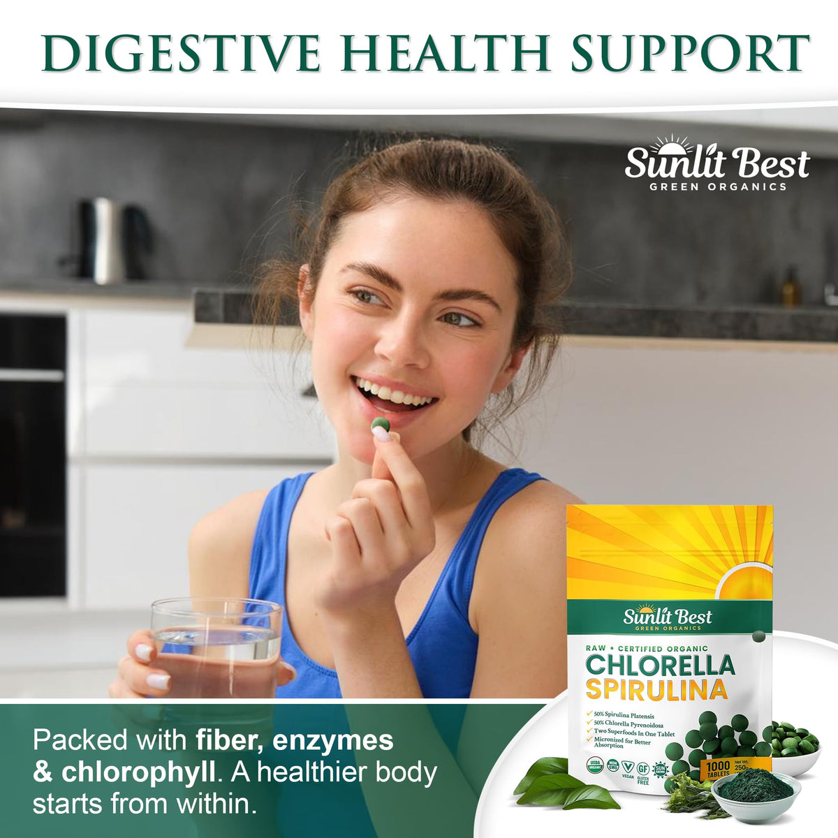 Détail des ingrédients des tablettes de Chlorella et Spirulina