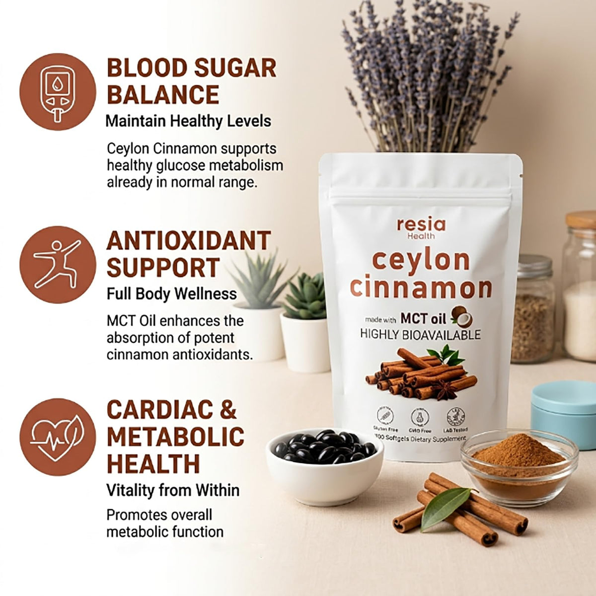 Détail des ingrédients du Ceylon Cinnamon avec Huile MCT