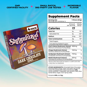 Détail des ingrédients du chocolat aux champignons Shrumfuzed