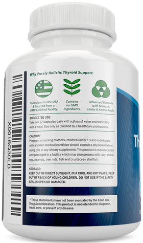 Détail des ingrédients du complément alimentaire thyroïdien Purely Holistic
