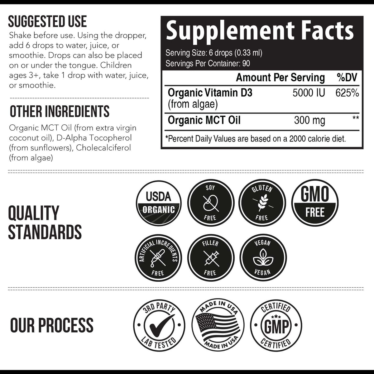 Détail des ingrédients du Vitamin D3 Vegan Triquetra Health