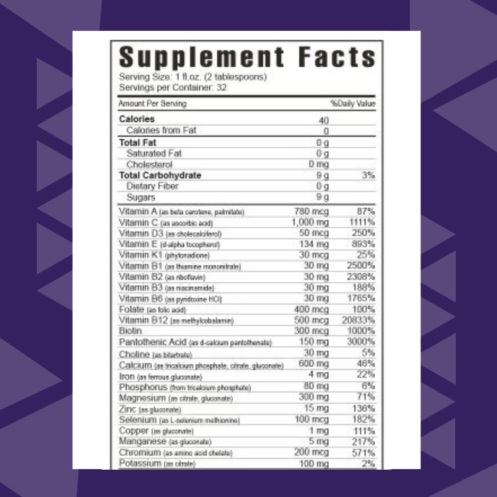 Détail des ingrédients du Youngevity Multivitamine Liquide
