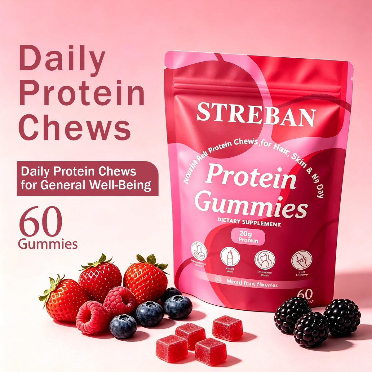 Détail des ingrédients naturels des gummies STREBAN