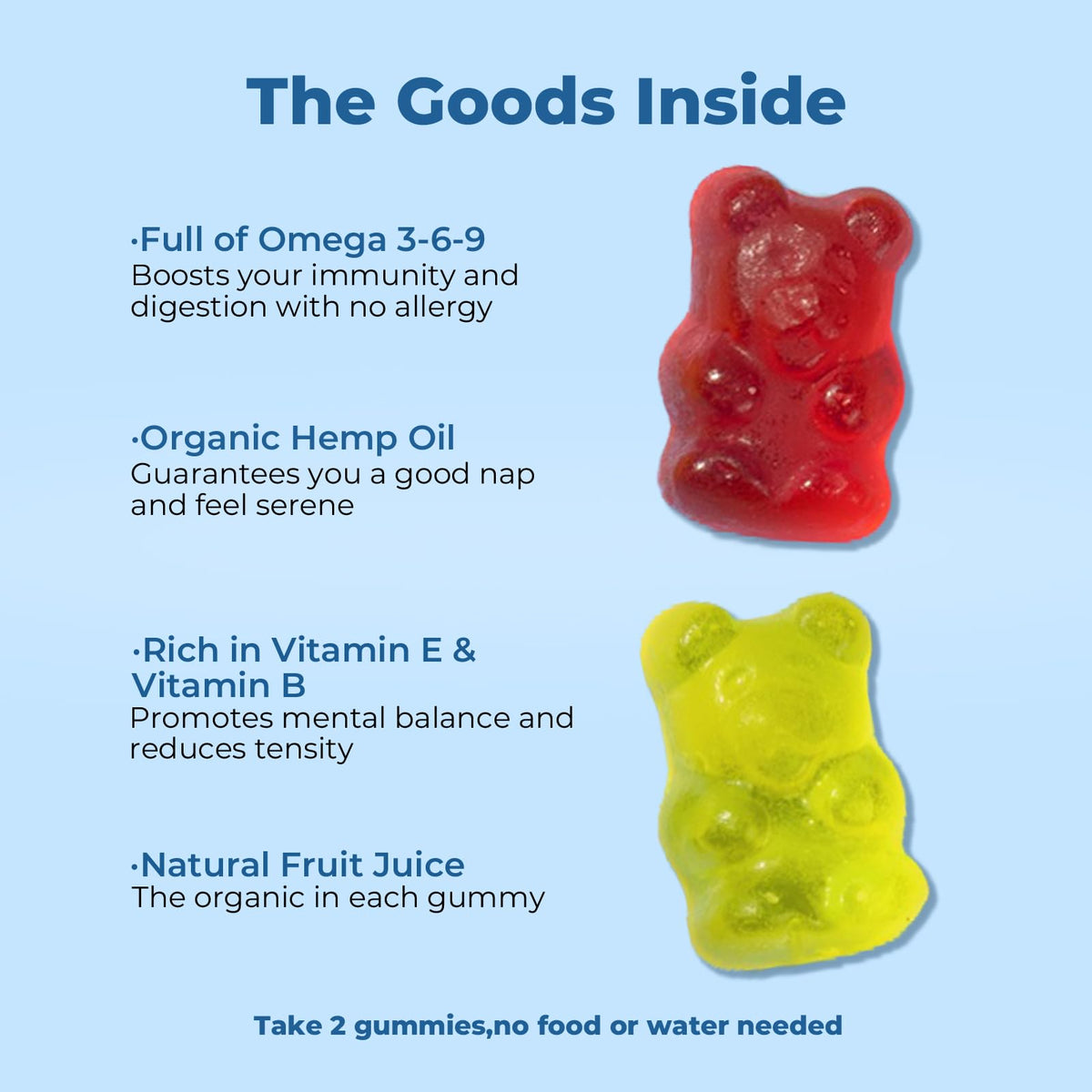 Détail des ingrédients naturels des Gummy de Chanvre SNEDARK