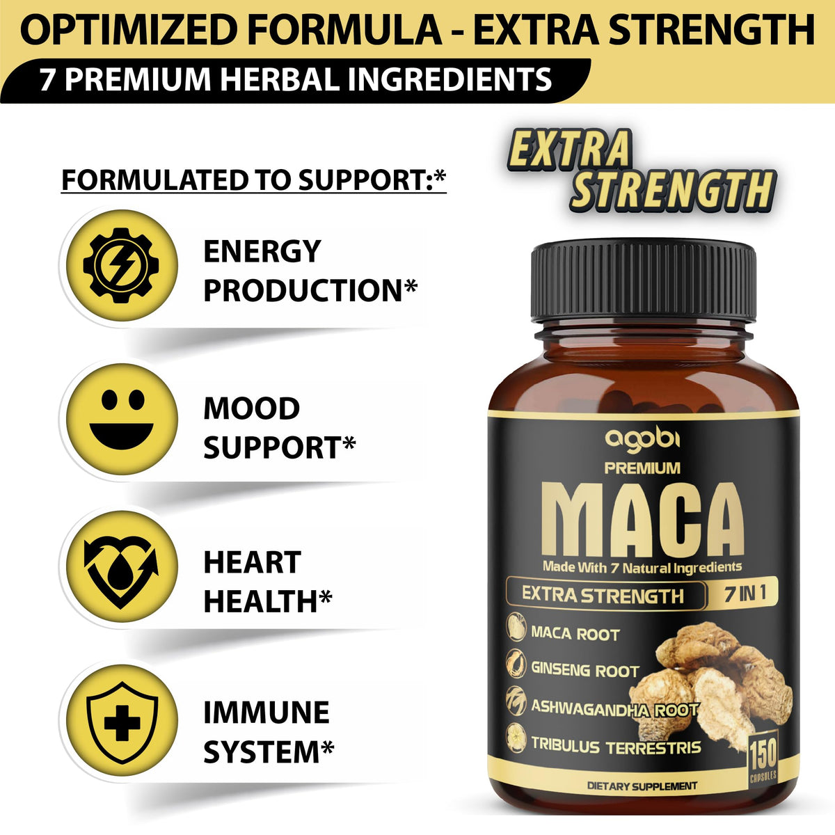 Détail des ingrédients sur l'emballage de Maca 7 en 1 agobi