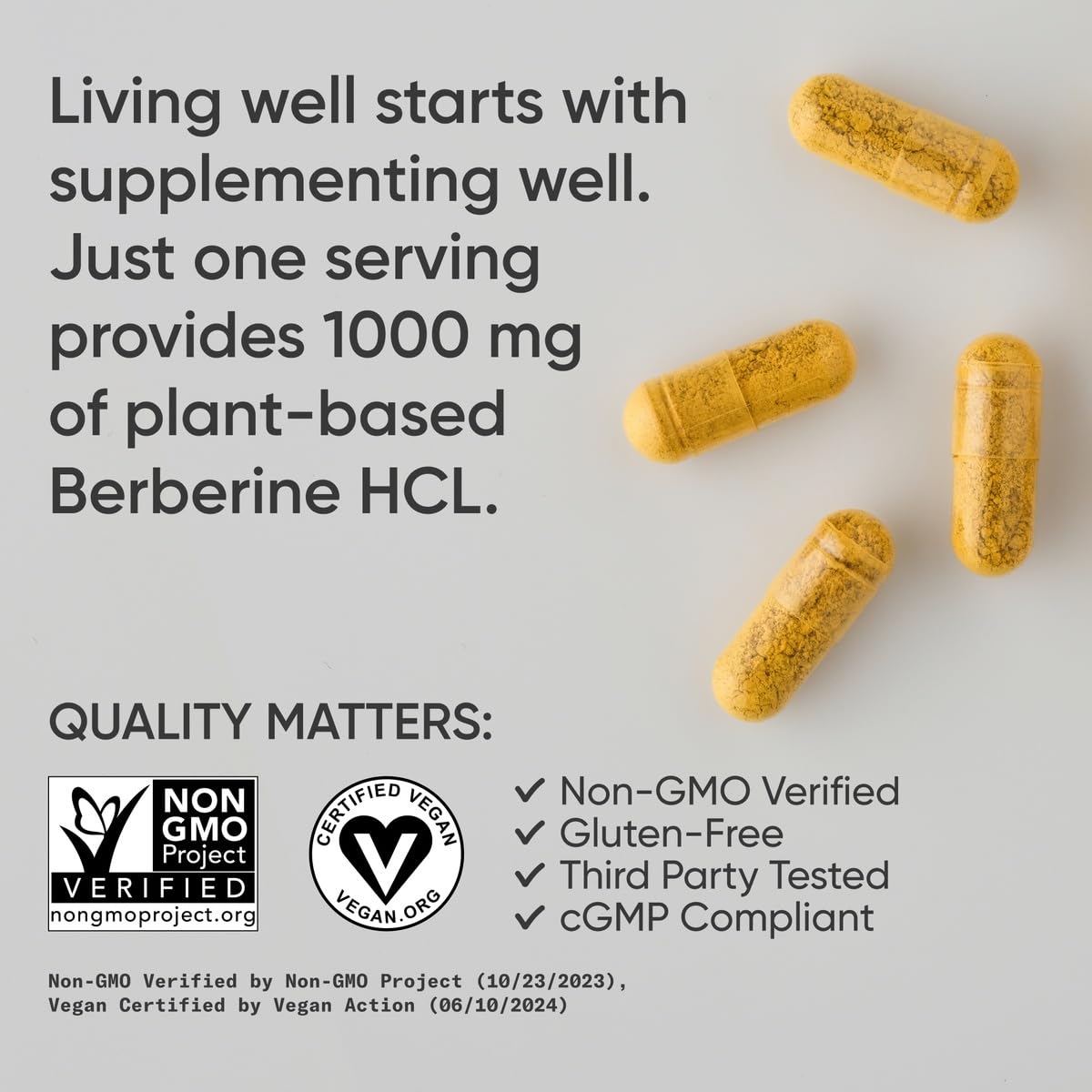 Détail des ingrédients sur l'emballage des capsules de Berberine