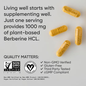 Détail des ingrédients sur l'emballage des capsules de Berberine