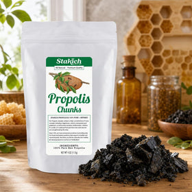 Détail des morceaux de propolis brut Stakich