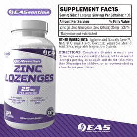Détail des pastilles de Zinc EAS, 25mg avec étiquette