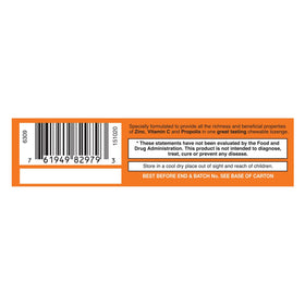 Détail des pastilles Zincovit-C de HealthAid, emballage et comprimés