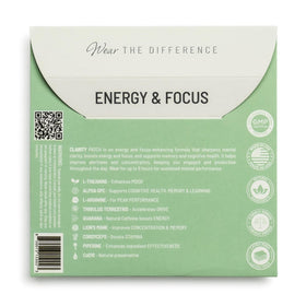 Détail des patches Clarity Wear Wellness sur fond blanc