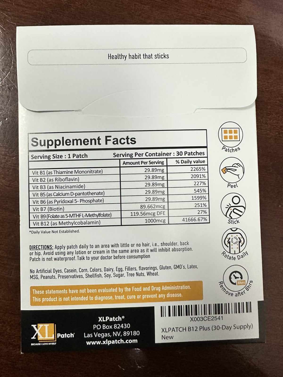 Détail des patches XLPATCH B12 Plus avec instructions d'utilisation