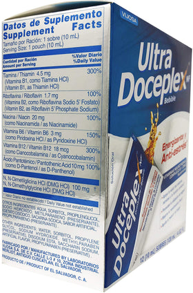 Détail des poches de vitamines B VIJOSA, format liquide