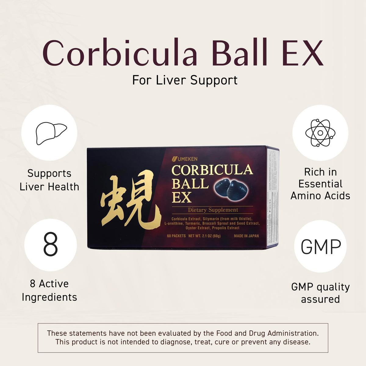 Détail des sachets de Umeken Corbicula Ball EX