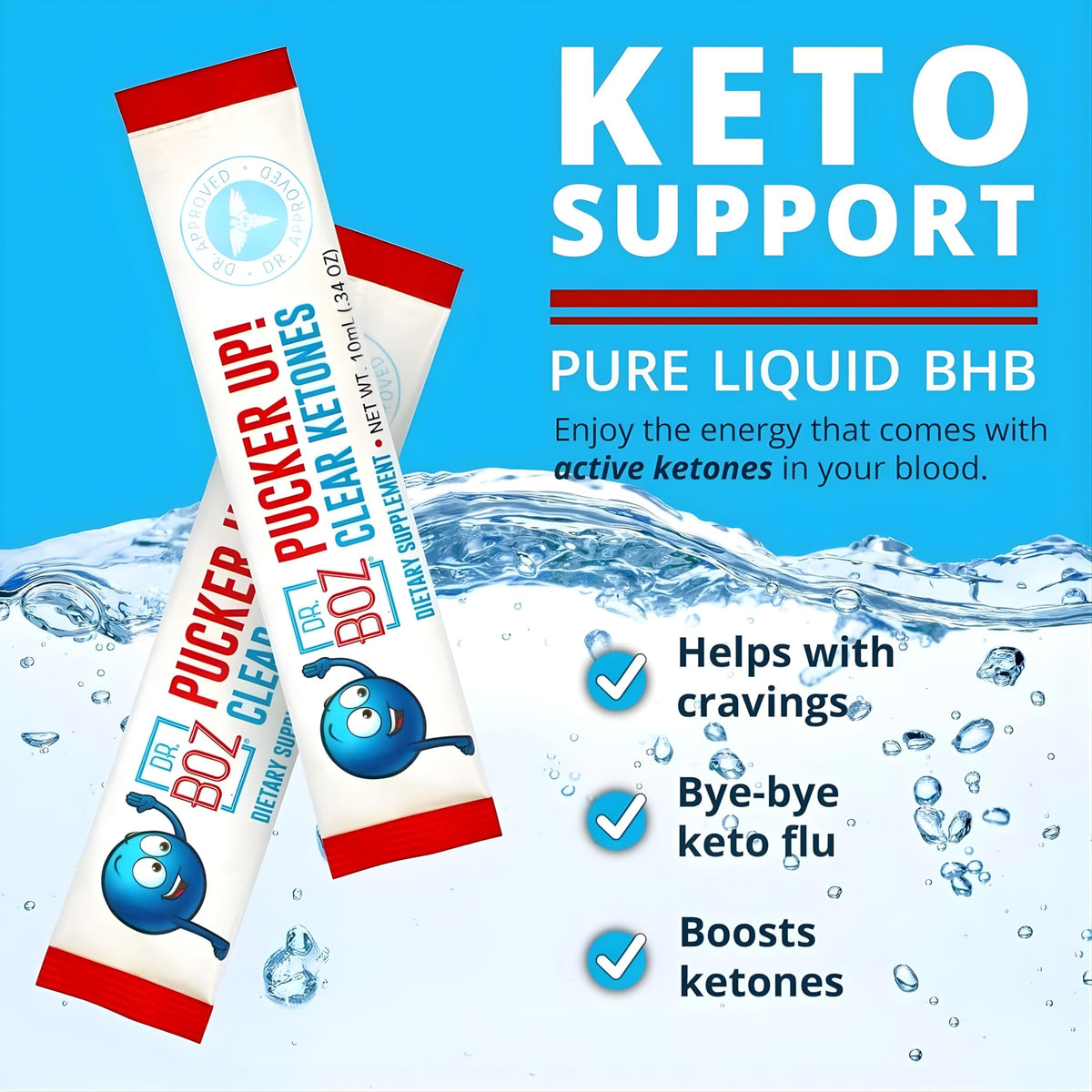 Détail des sachets Dr. Boz Pucker UP Clear Ketones