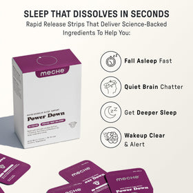 Détail des strips de sommeil Meche Power Down™ sur une surface plane