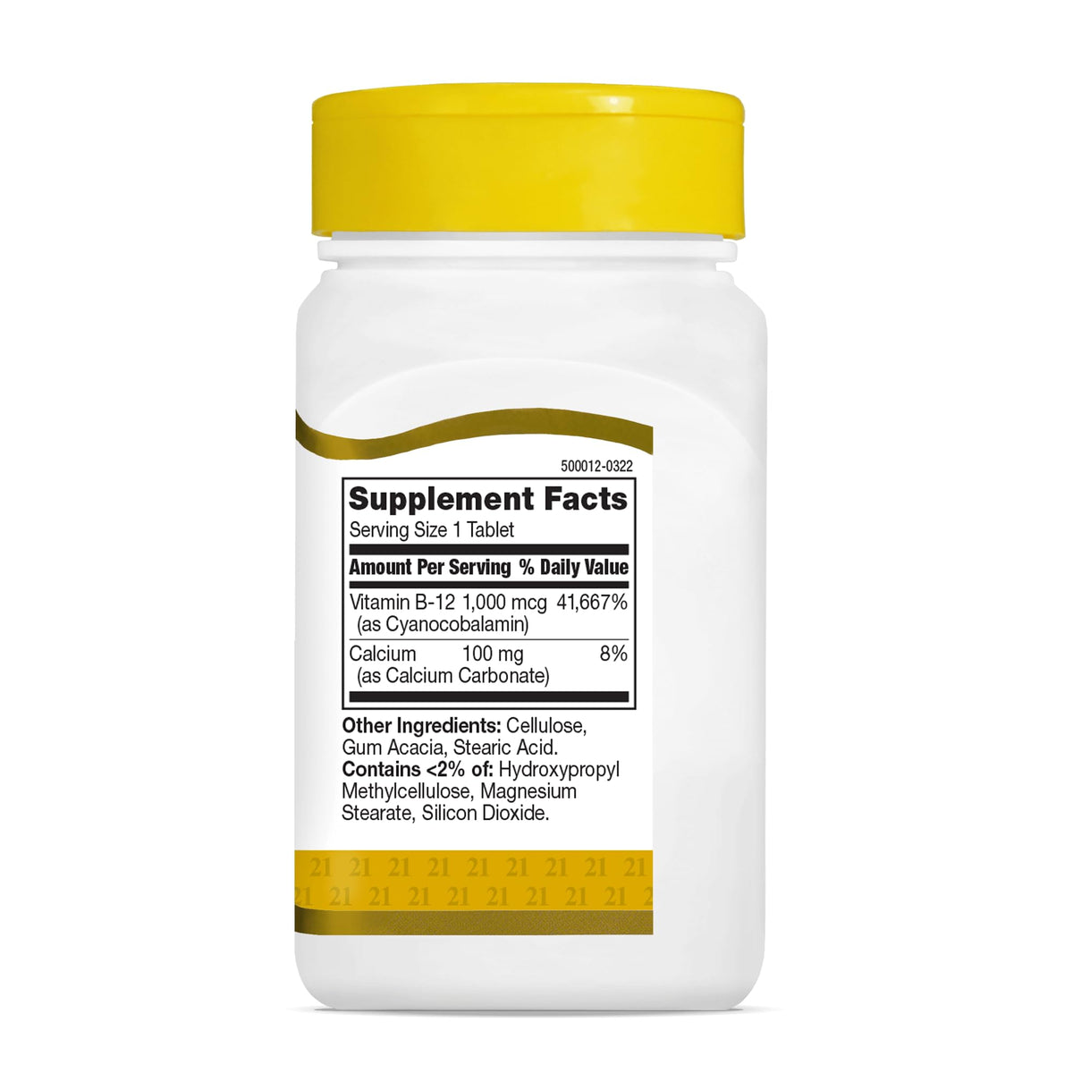 Détail des tablettes de vitamine B12 1000 mcg, taille compacte