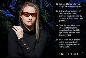 Détail des verres ambrés des lunettes SafetyBlue