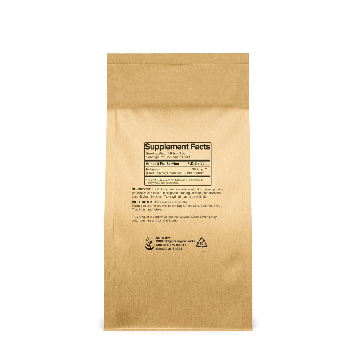 Détail du bicarbonate de potassium Pure Original Ingredients en poudre