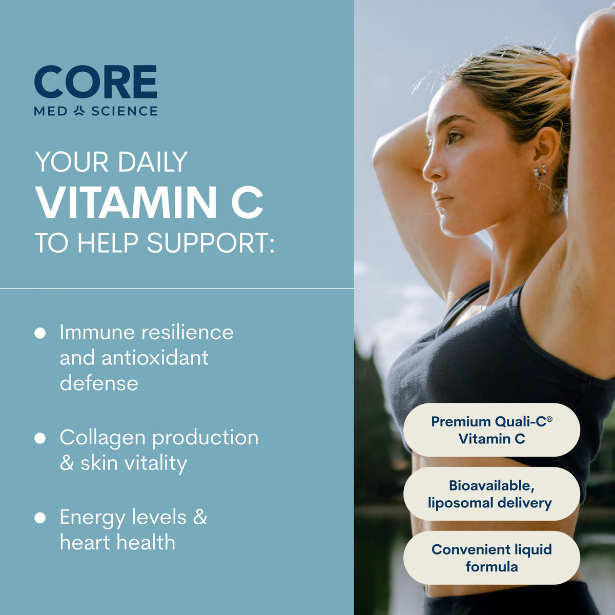 Détail du bouchon de la Vitamine C Liposomale Core Med Science