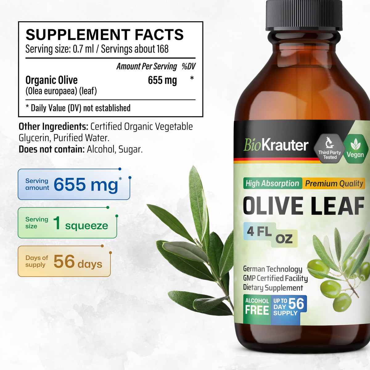 Détail du bouchon du flacon d'extrait de feuille d'olive BIO KRAUTER